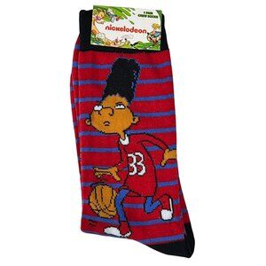 Red Blue Striped Cartoon Graphic Crew Socks Men’s 6-13 Retro Fun Style